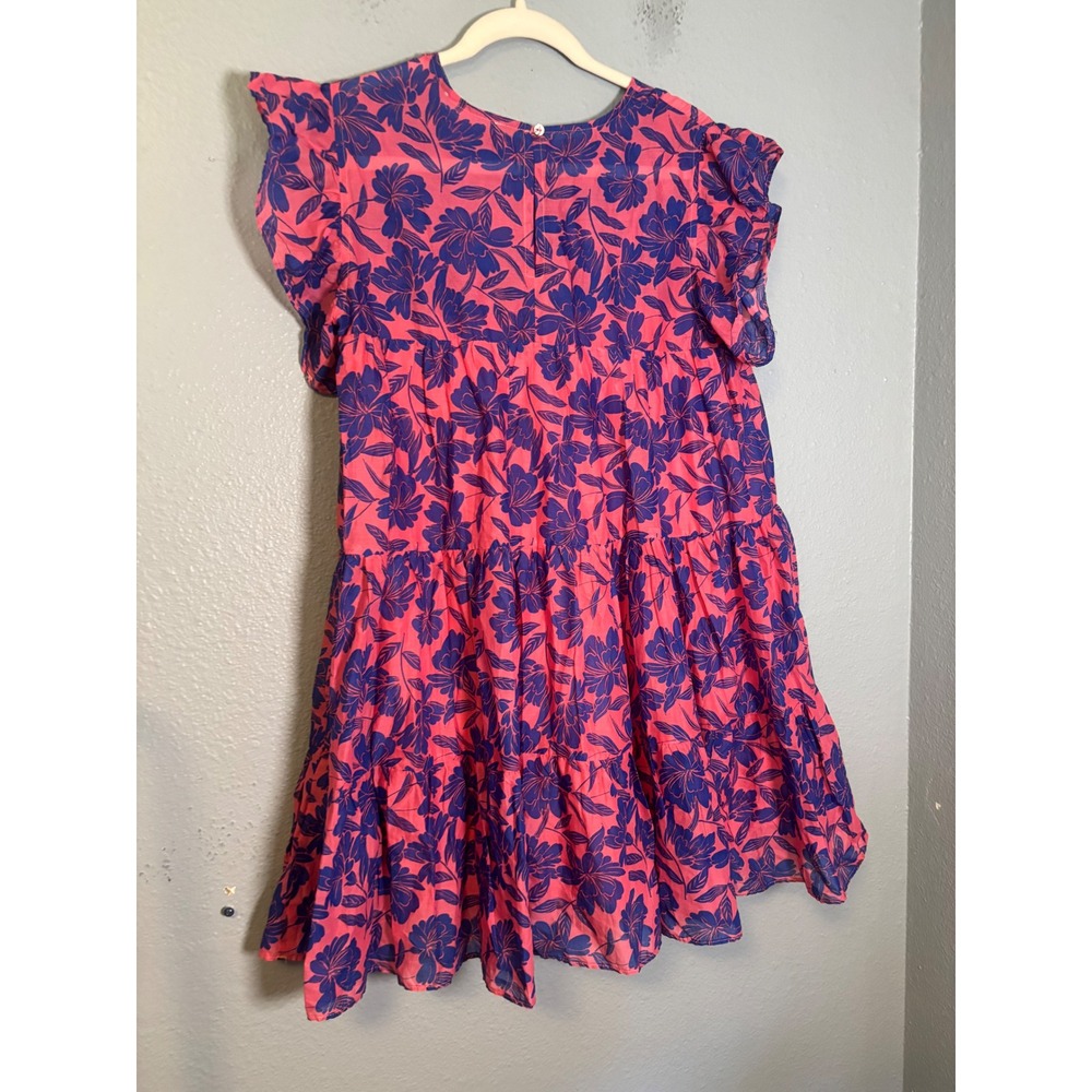 NWT Talulah Pink Purple Floral Tiered Babydoll Dress Flutter Sleeve Medium - Picture 6 of 9